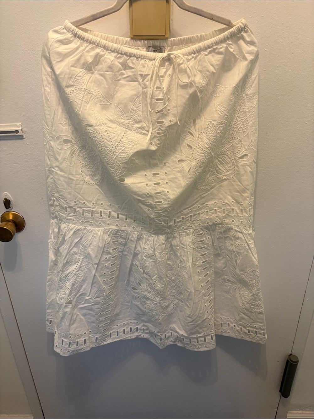 Rails White Eyelet Tiered A-Line Cotton Skirt